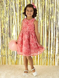 Little Girl's & Girl's Rosette Flutter Dress