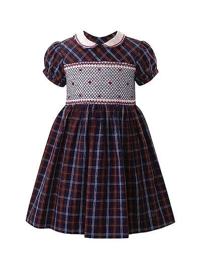 Little Girl's & Girl's Check Smocked Dress