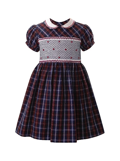 Little Girl's & Check Smocked Dress