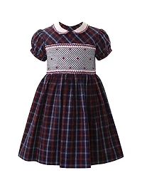 Little Girl's & Check Smocked Dress