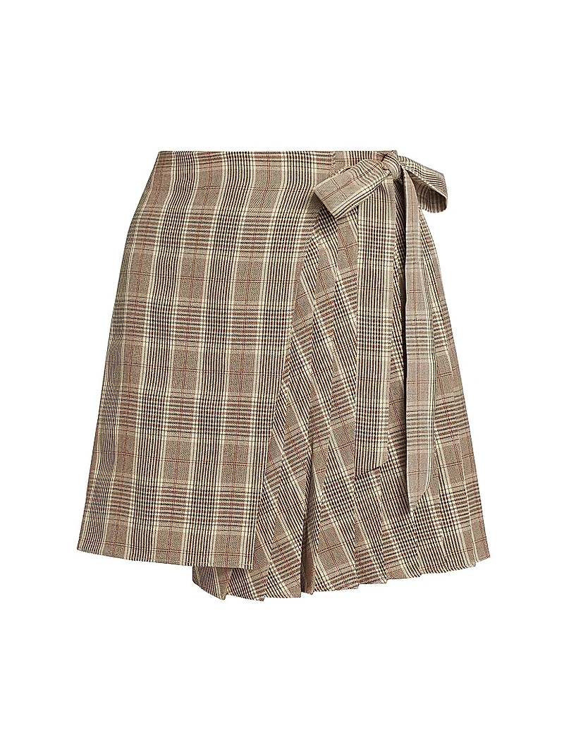 Plaid Wrap Miniskirt