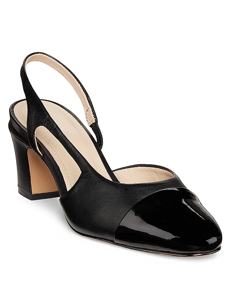 65MM Metallic Cap-Toe Slingback Pumps
