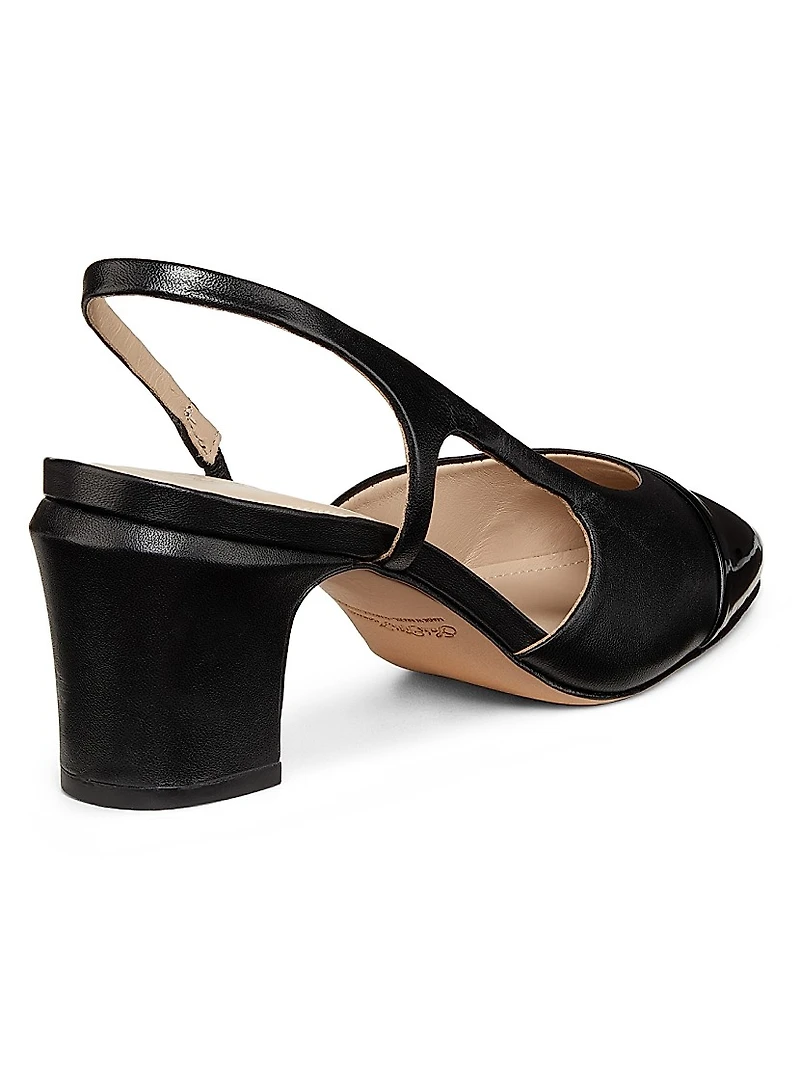 65MM Metallic Cap-Toe Slingback Pumps