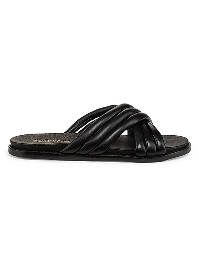 Crisscross Leather Slide Sandals