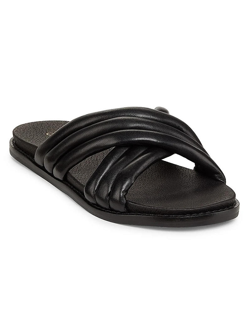 Crisscross Leather Slide Sandals