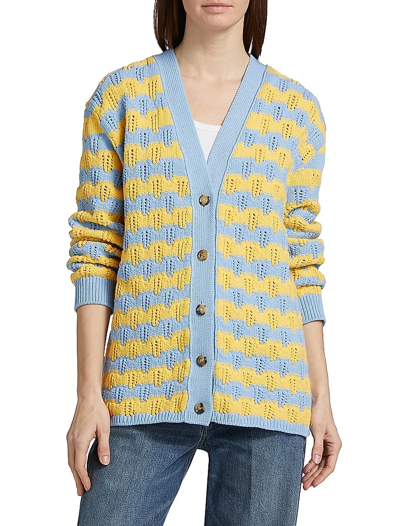 Striped Cotton-Blend Cardigan