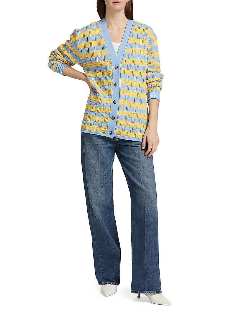 Striped Cotton-Blend Cardigan