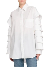 Ruffled-Sleeve Cotton Shirt
