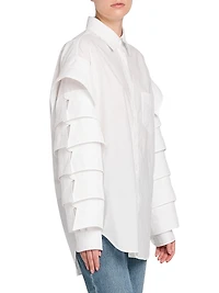 Ruffled-Sleeve Cotton Shirt