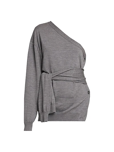 One-Shoulder Tie Sweatshirt