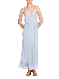 Lace-Trimmed Slip Maxi Dress