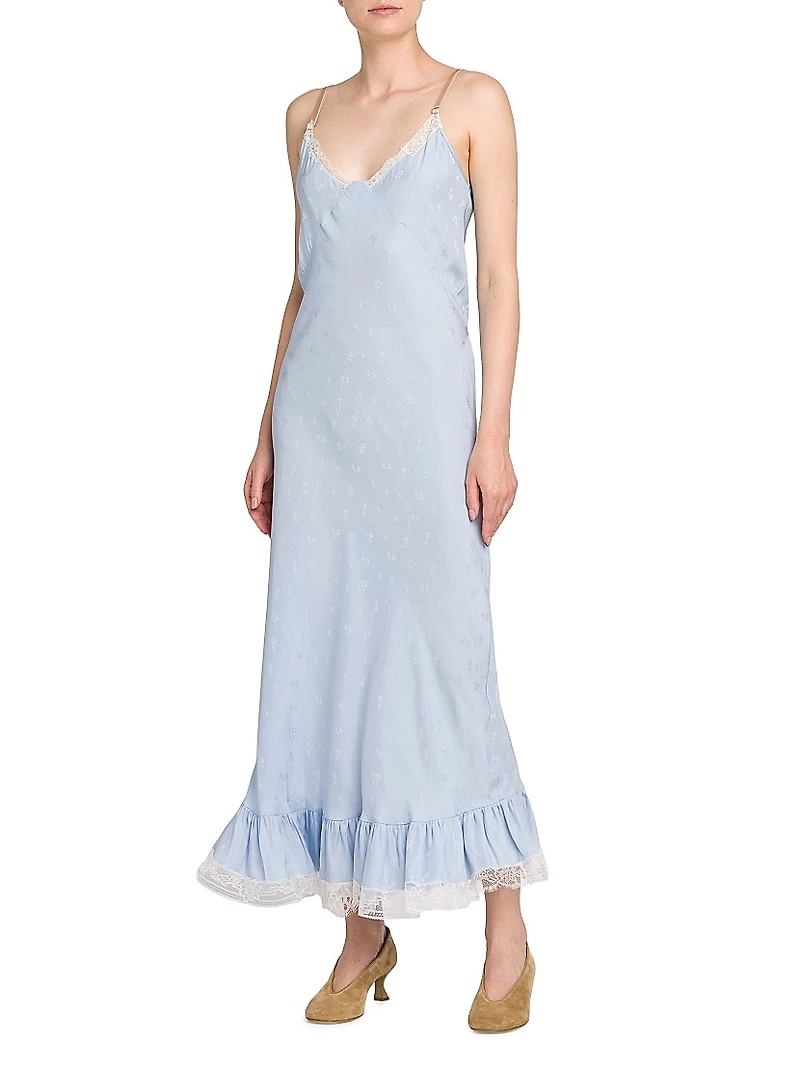 Lace-Trimmed Slip Maxi Dress