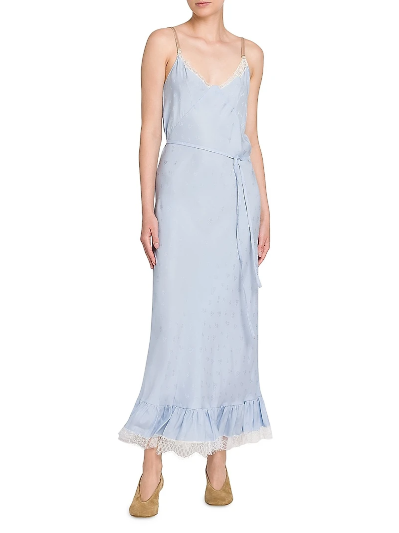 Lace-Trimmed Slip Maxi Dress