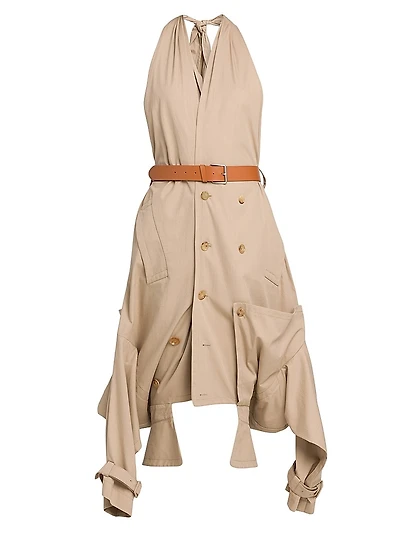 Reconstructed Halter Trench Dress
