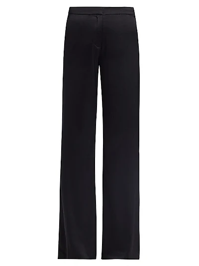 Marvia Stretch-Silk Straight-Leg Pants