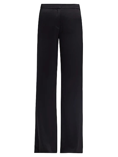 Marvia Stretch-Silk Straight-Leg Pants
