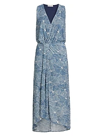 Yuka Floral Burnout Sleeveless Midi-Dress