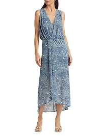 Yuka Floral Burnout Sleeveless Midi-Dress