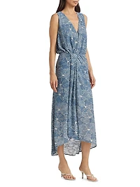 Yuka Floral Burnout Sleeveless Midi-Dress