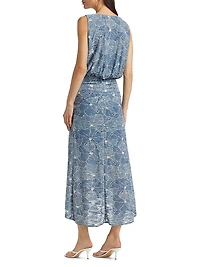 Yuka Floral Burnout Sleeveless Midi-Dress