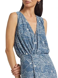 Yuka Floral Burnout Sleeveless Midi-Dress