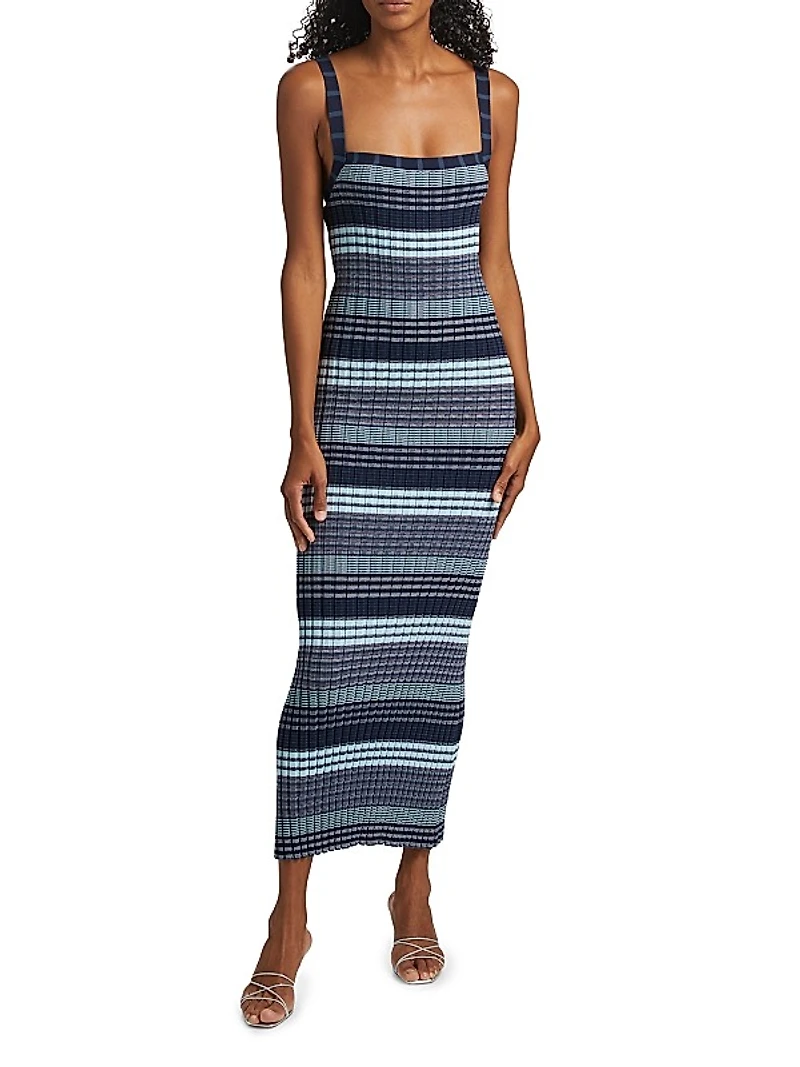 Cheval Striped Cotton-Blend Maxi Dress