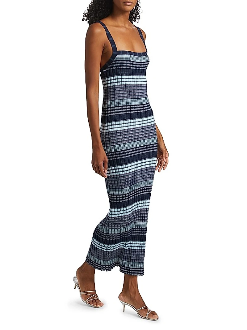 Cheval Striped Cotton-Blend Maxi Dress
