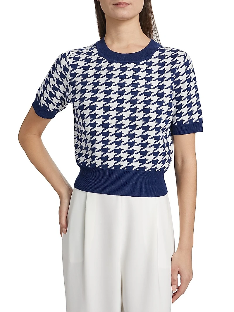 Jules Houndstooth Short-Sleeve Top