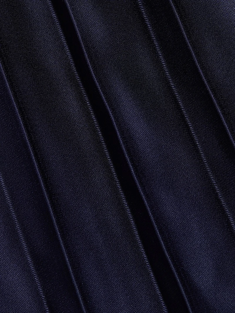 Jessie Satin Pleated Tie-Front Shirtdress