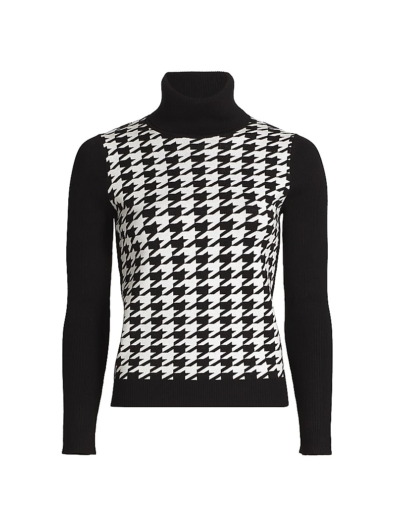 Morgan Houndstooth Turtleneck Sweater