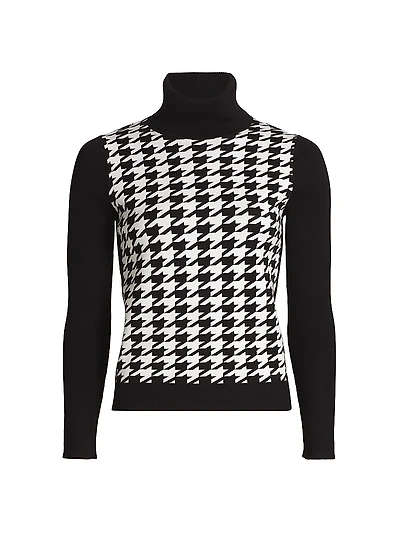Morgan Houndstooth Turtleneck Sweater