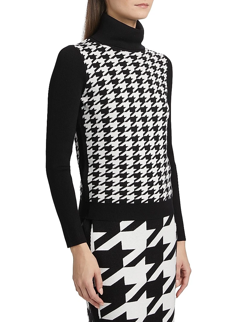 Morgan Houndstooth Turtleneck Sweater
