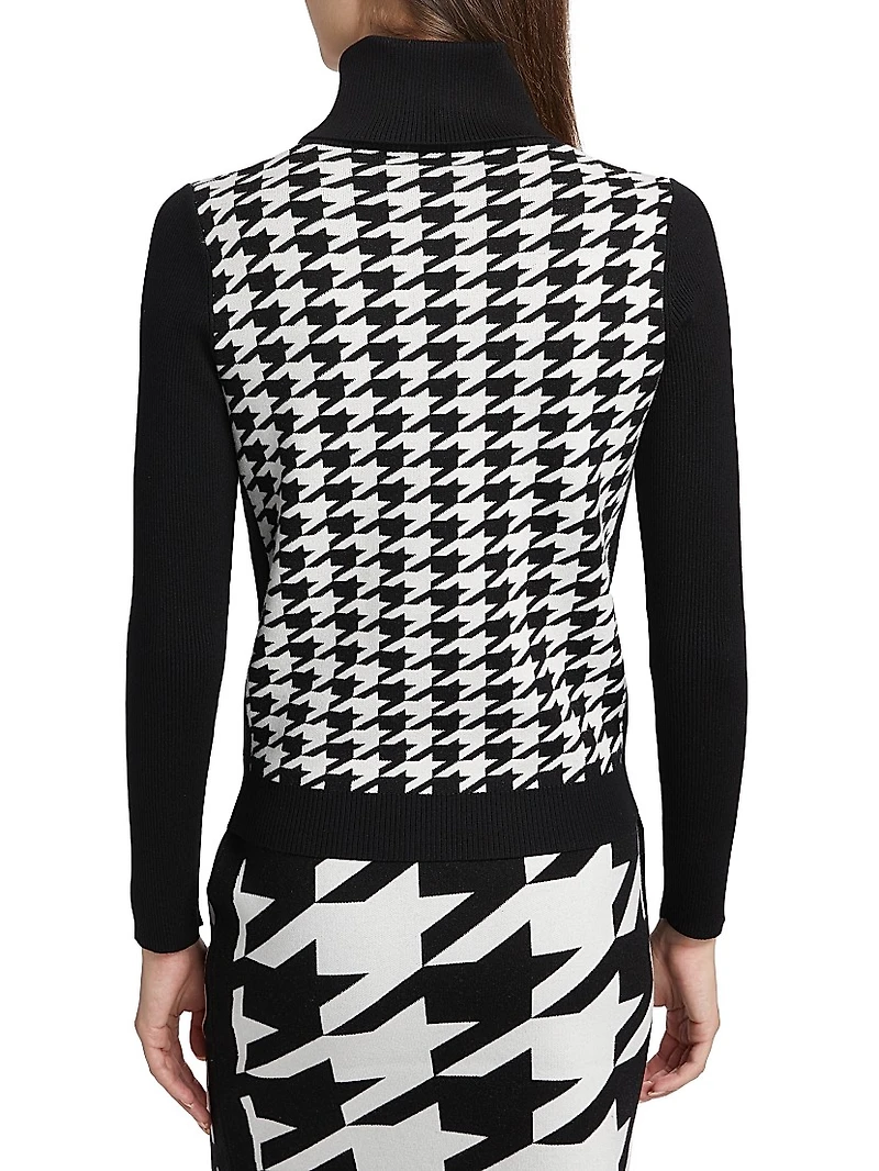 Morgan Houndstooth Turtleneck Sweater