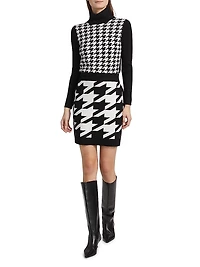 Morgan Houndstooth Turtleneck Sweater