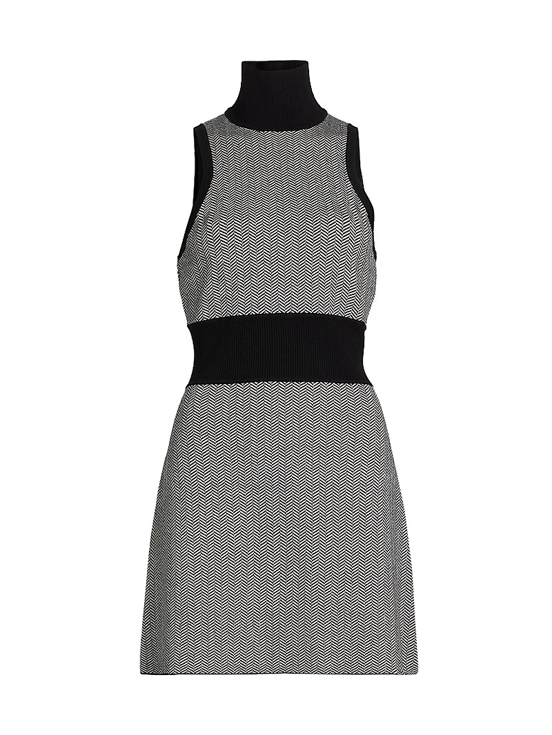 Shelby Herringbone Mock Turtleneck Dress