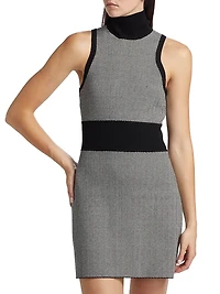 Shelby Herringbone Mock Turtleneck Dress