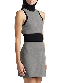 Shelby Herringbone Mock Turtleneck Dress