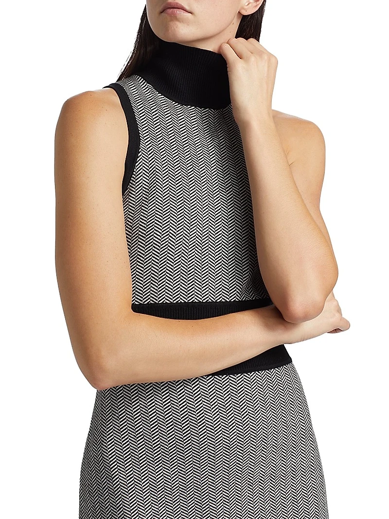 Shelby Herringbone Mock Turtleneck Dress