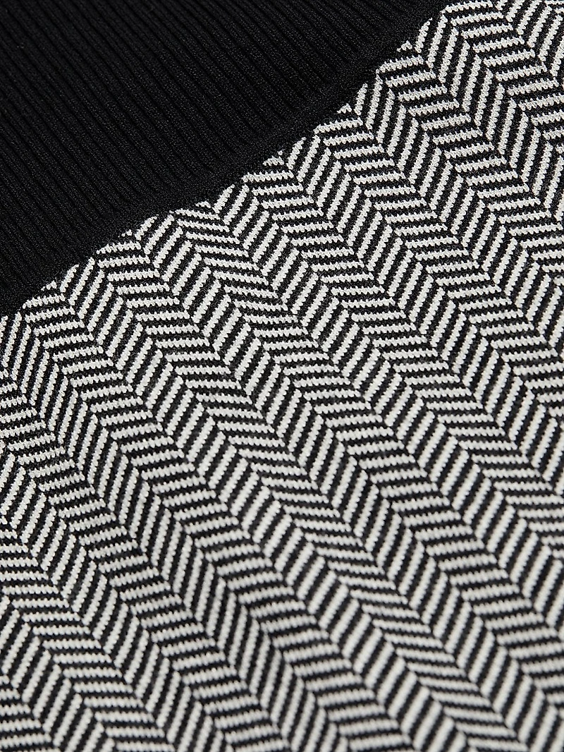 Shelby Herringbone Mock Turtleneck Dress