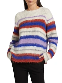 Thistle Vineyard Striped Alpaca-Blend Sweater