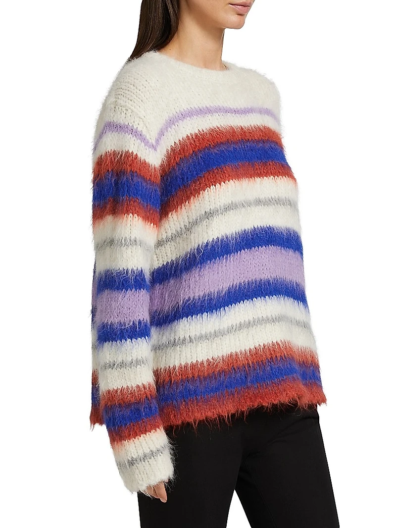 Thistle Vineyard Striped Alpaca-Blend Sweater