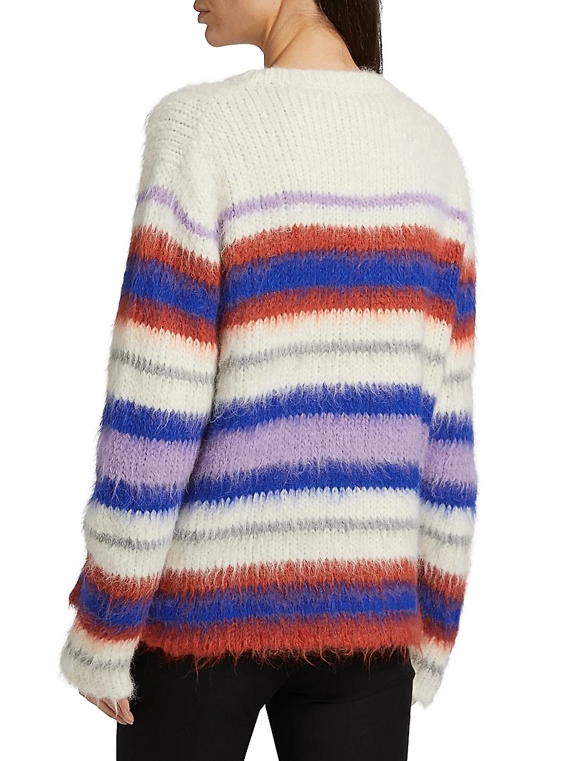 Thistle Vineyard Striped Alpaca-Blend Sweater