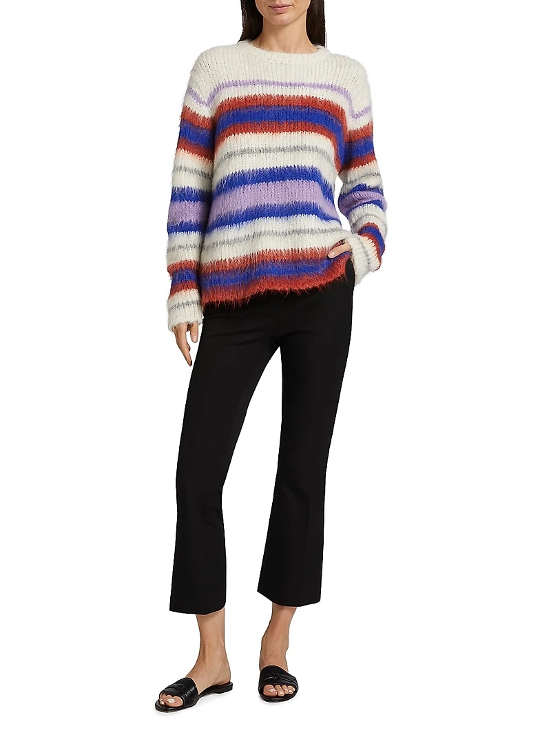 Thistle Vineyard Striped Alpaca-Blend Sweater