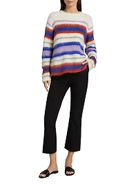 Thistle Vineyard Striped Alpaca-Blend Sweater