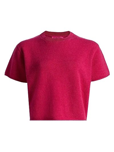 Cashmere Knit Short-Sleeve Sweater