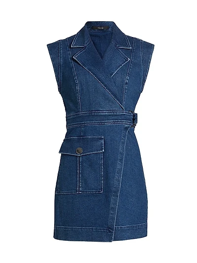 Everly Denim Safari Wrap Minidress