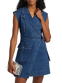 Everly Denim Safari Wrap Minidress