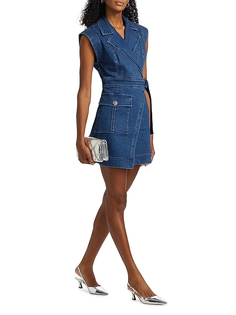Everly Denim Safari Wrap Minidress