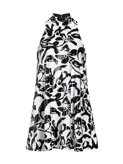 Elizabeth Sequined Floral Shift Minidress