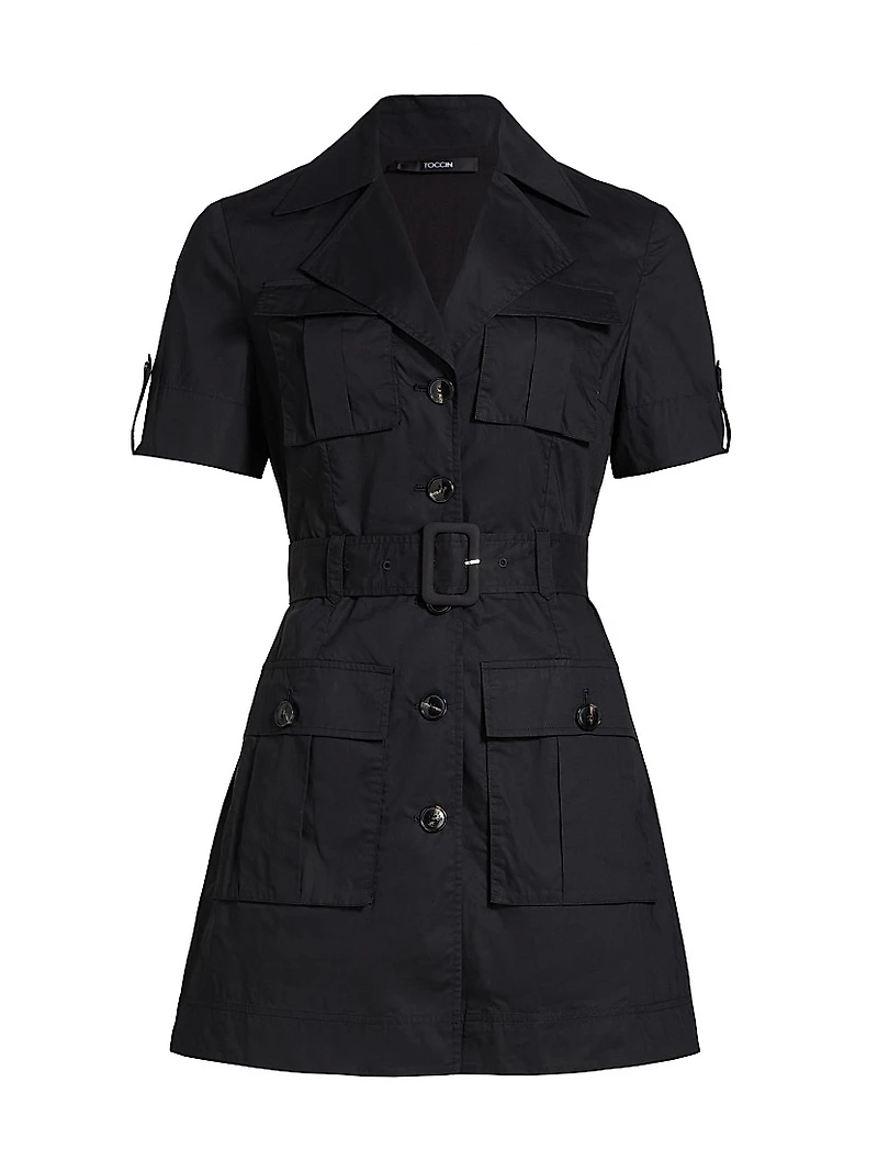 Colleen Stretch-Cotton Poplin Safari Shirtdress